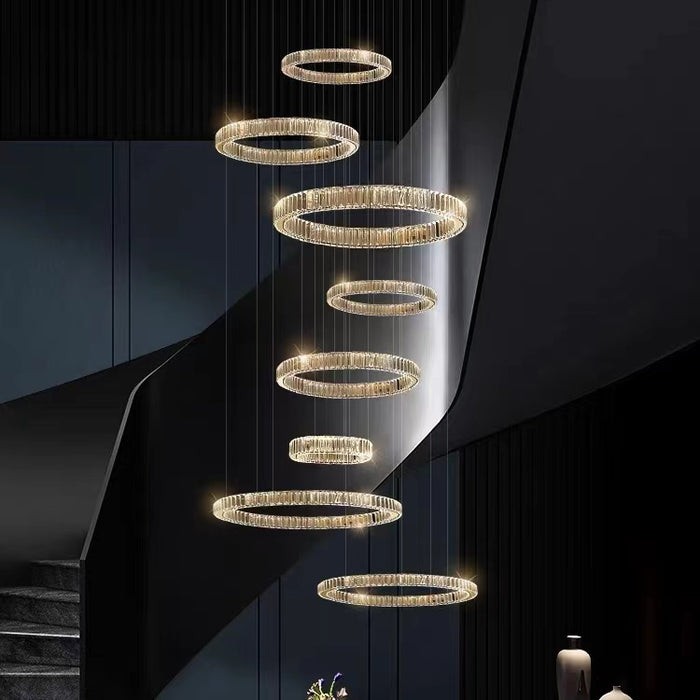 Villa Galeri Boşluğu Avize Kristal Taş Çap 80 Cm 