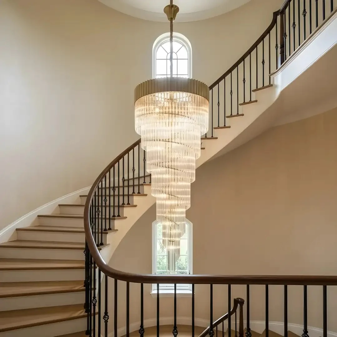 merdiven boşluğu avize  dubleks villa  aydınlatma kristal taşlı eskitme renk çap 60 cm SK10089