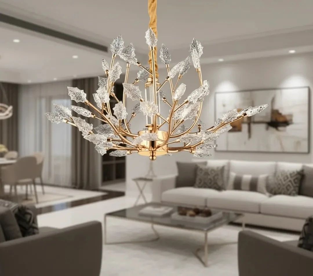 Lüks Salon Avize Fiyatları  Kristal Taşlı Gold Renkli 2026 SK1599