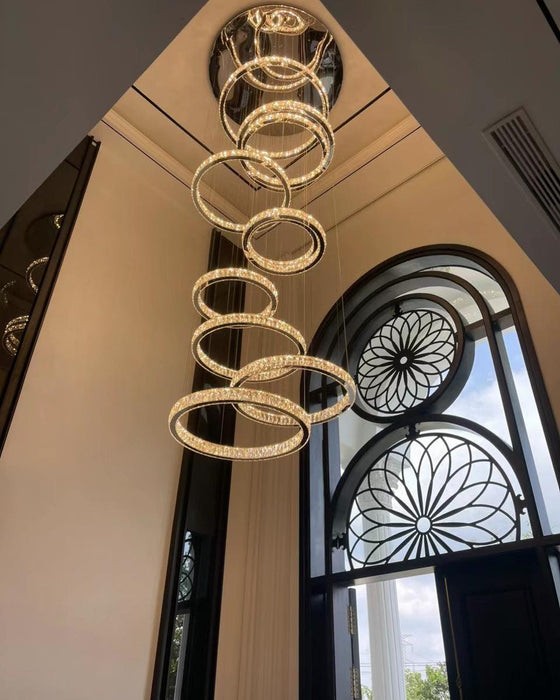Villa Galeri Boşluğu Avize Kristal Taş Çap 80 Cm 