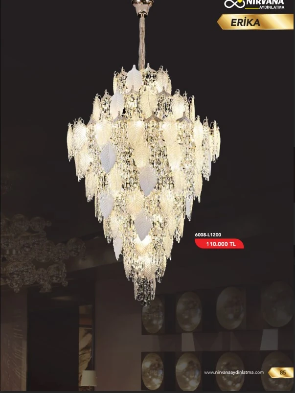 Kristal Taşlı Galeri Boşluğu Merdiven Avize Modelleri 