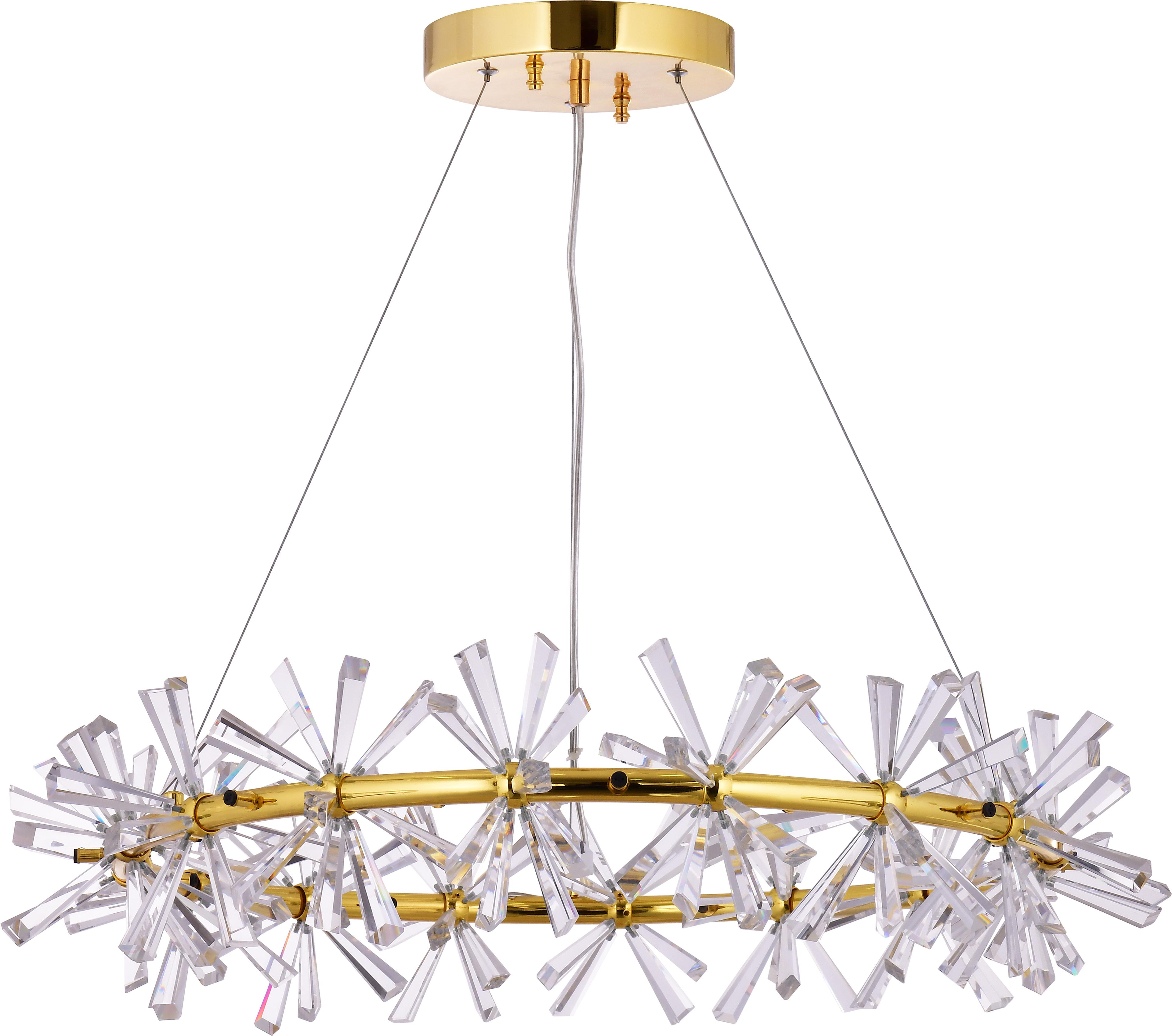 YILDIZ KRİSTAL TAŞLI  SALON AVİZESİ 70 CM 2 KATLI GOLD RENKLİ