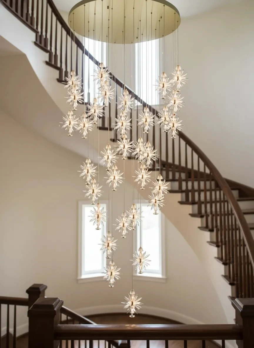 Merdive Boşluğu Avize Modelleri Kristal Taşlı 2025 SK8459