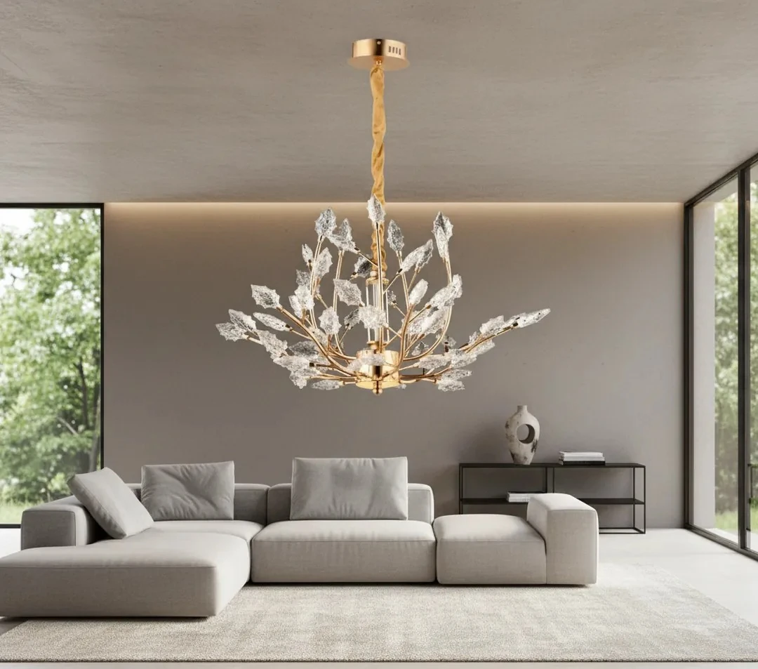 Lüks Salon Avize Fiyatları  Kristal Taşlı Gold Renkli 2026 SK1599