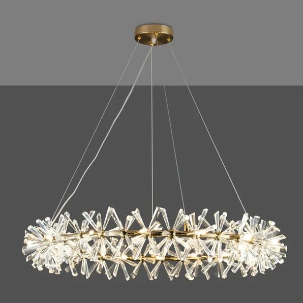 YILDIZ KRİSTAL TAŞLI  SALON AVİZESİ 70 CM 2 KATLI GOLD RENKLİ