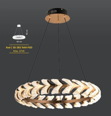 Modern Salon Avize Kriistal Taşlı Bronz Renkli SK1489