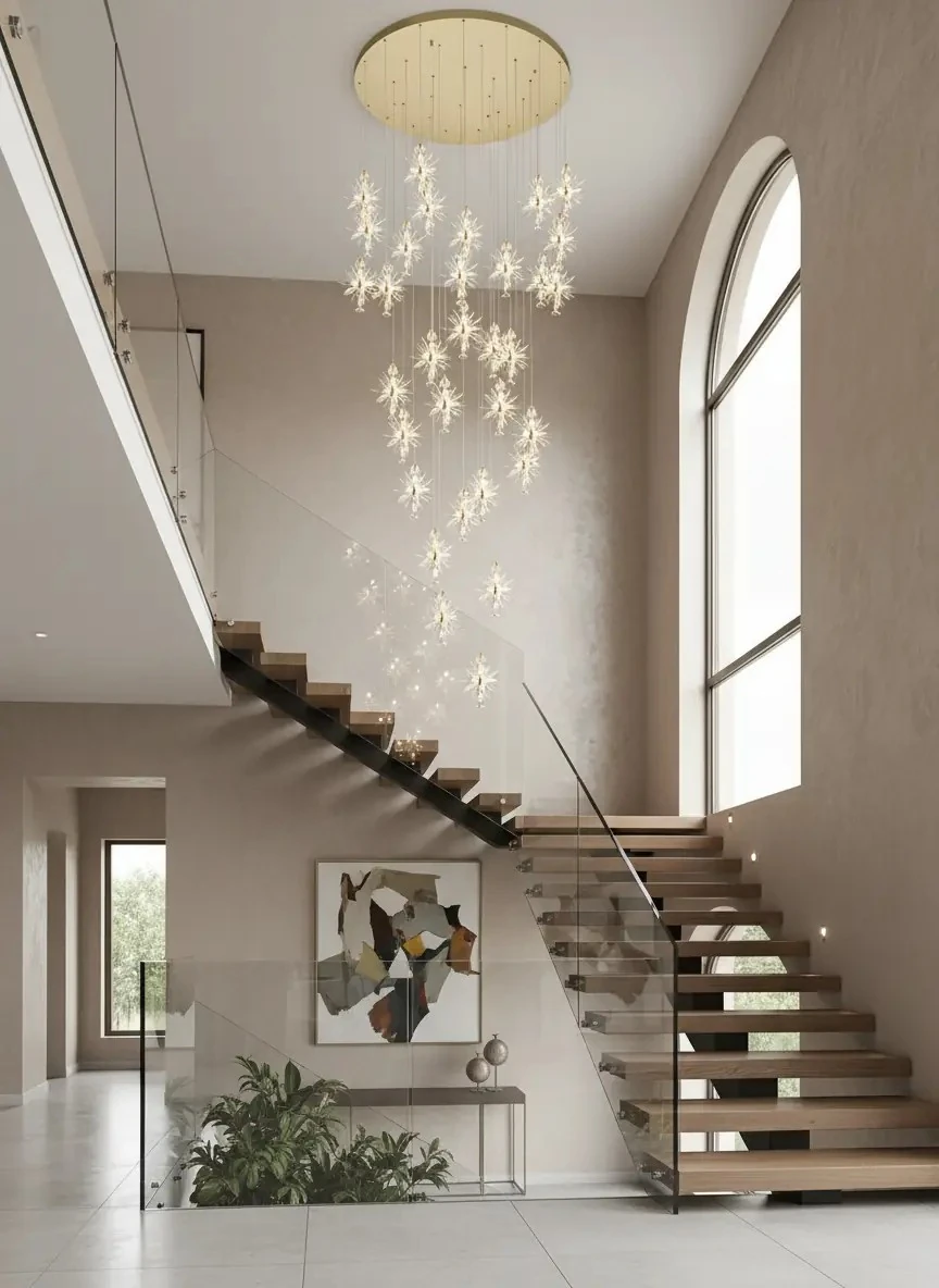 Merdive Boşluğu Avize Modelleri Kristal Taşlı 2025 SK8459