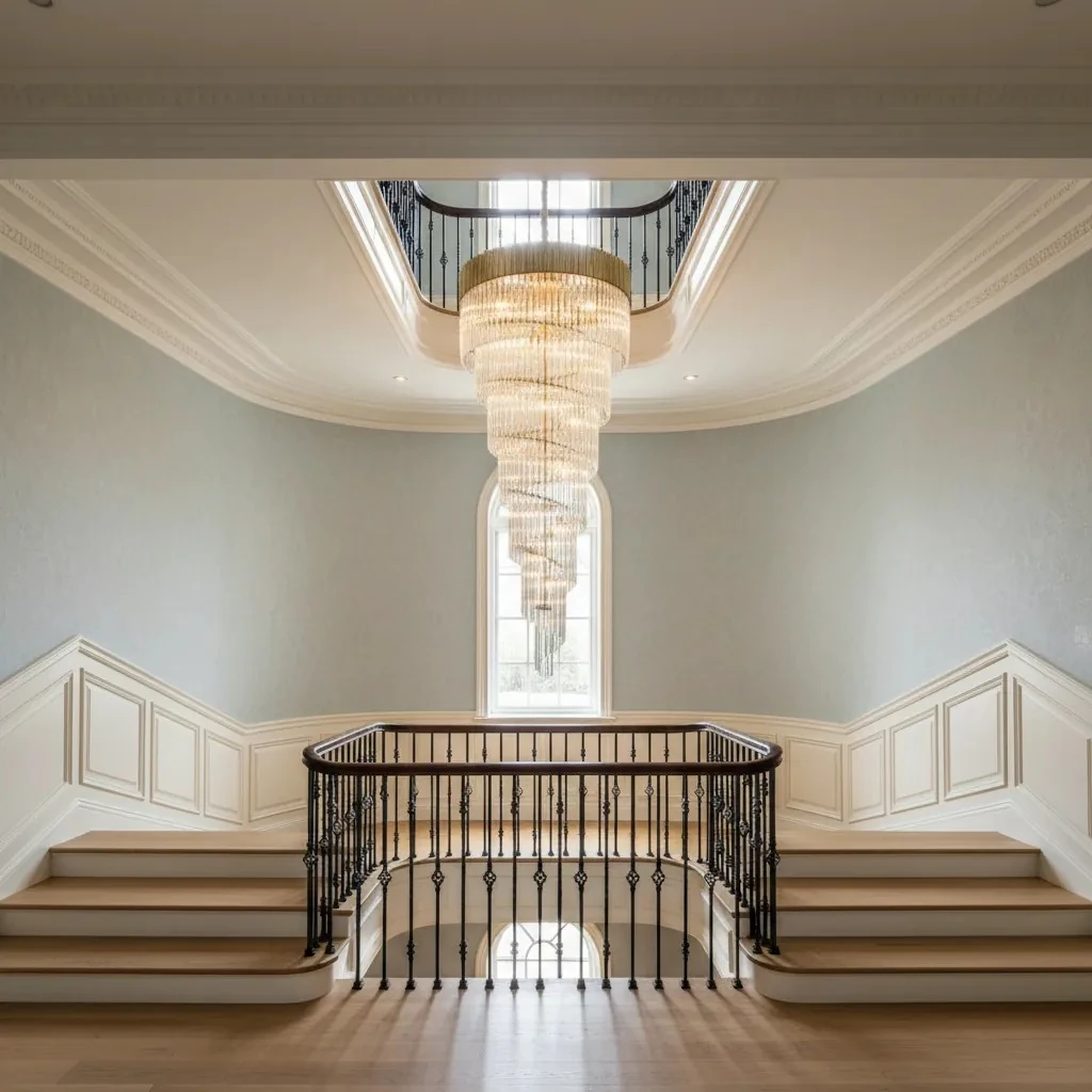 merdiven boşluğu avize  dubleks villa  aydınlatma kristal taşlı eskitme renk çap 60 cm SK10089