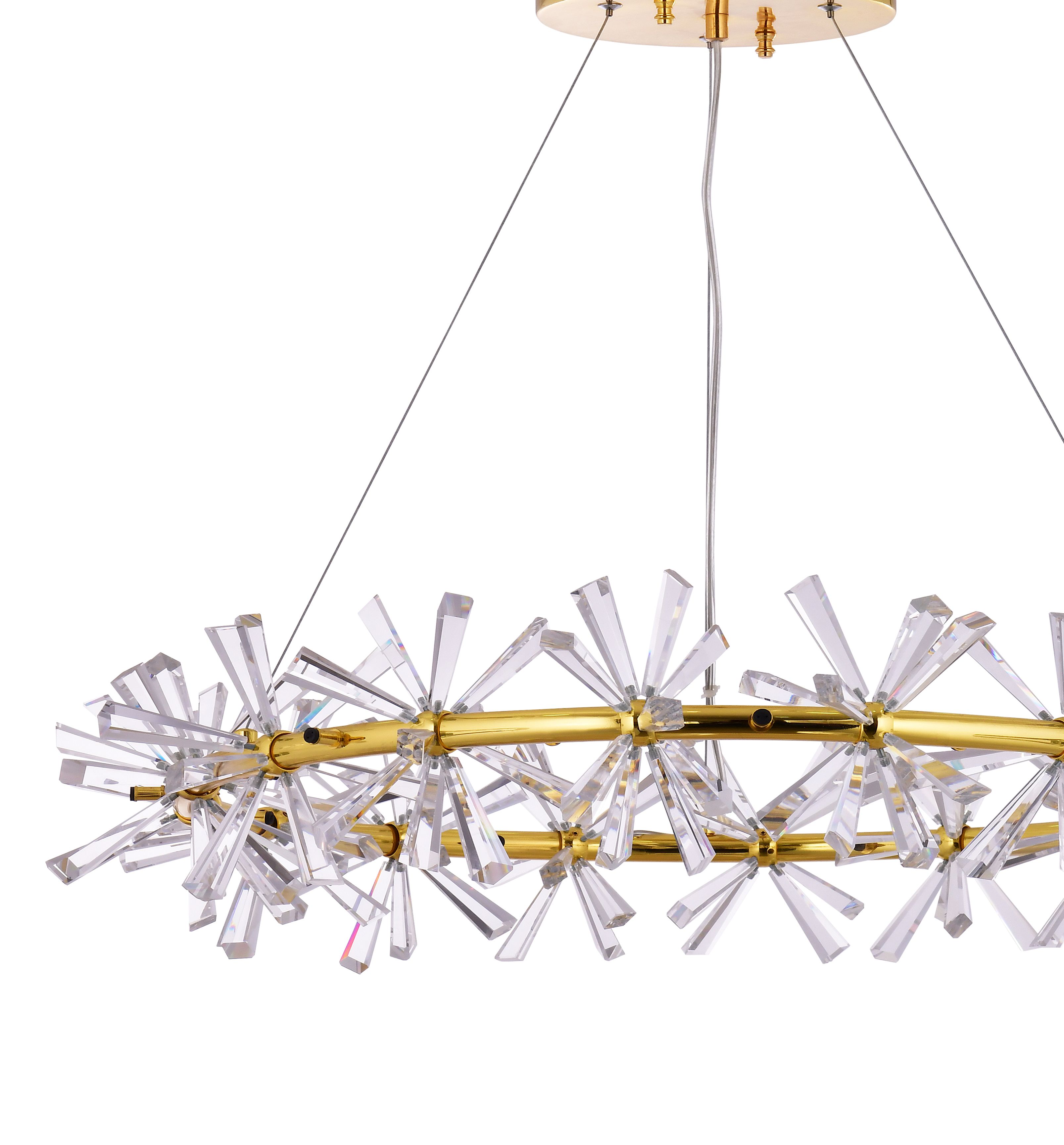 YILDIZ KRİSTAL TAŞLI  SALON AVİZESİ 70 CM 2 KATLI GOLD RENKLİ