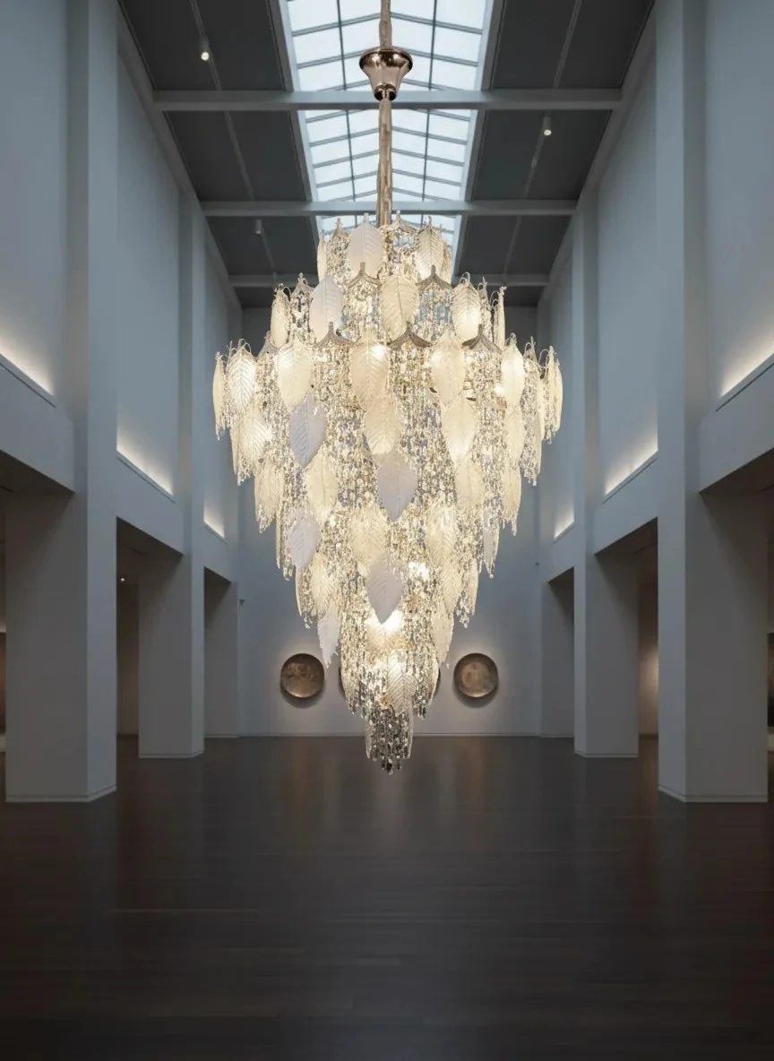 Kristal Taşlı Galeri Boşluğu Merdiven Avize Modelleri 