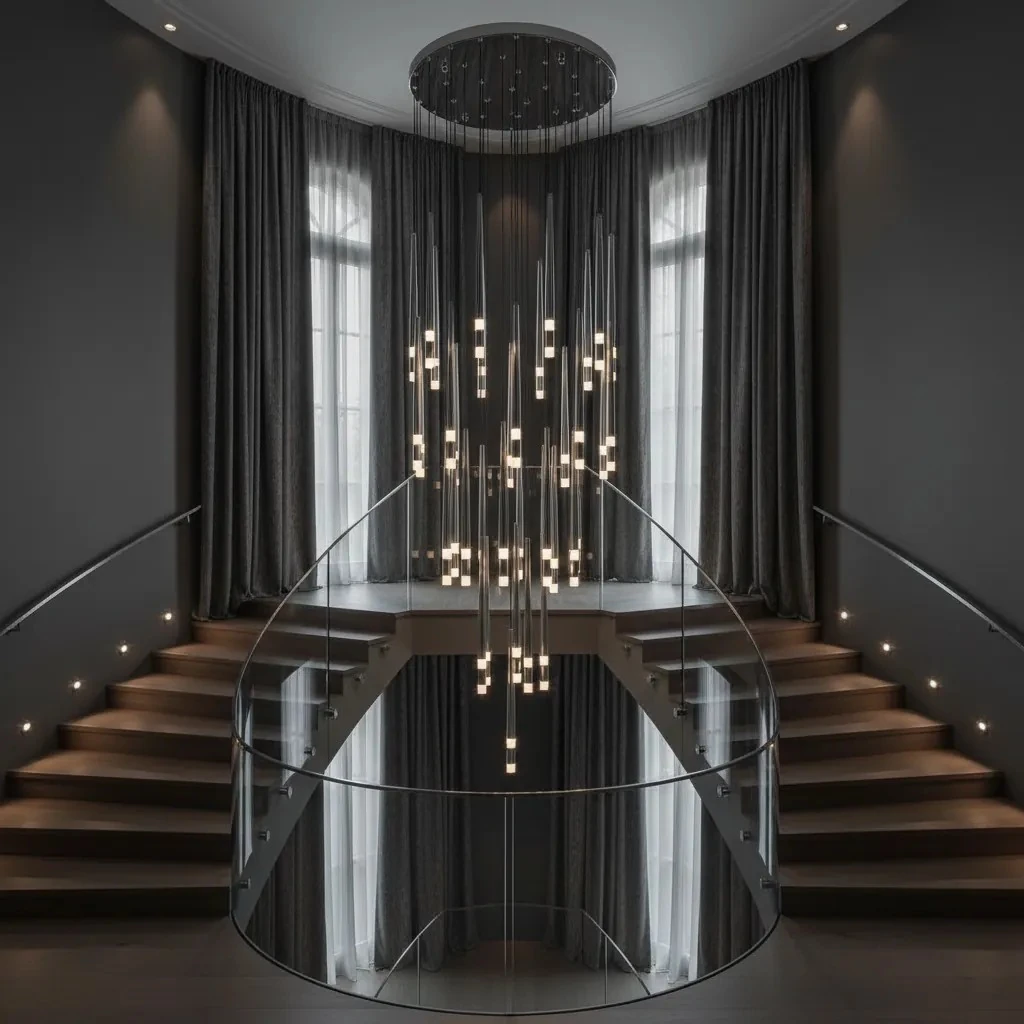 Merdiven Boşluğu Sarkıt Avize Krom Renk 30 lu SK5999