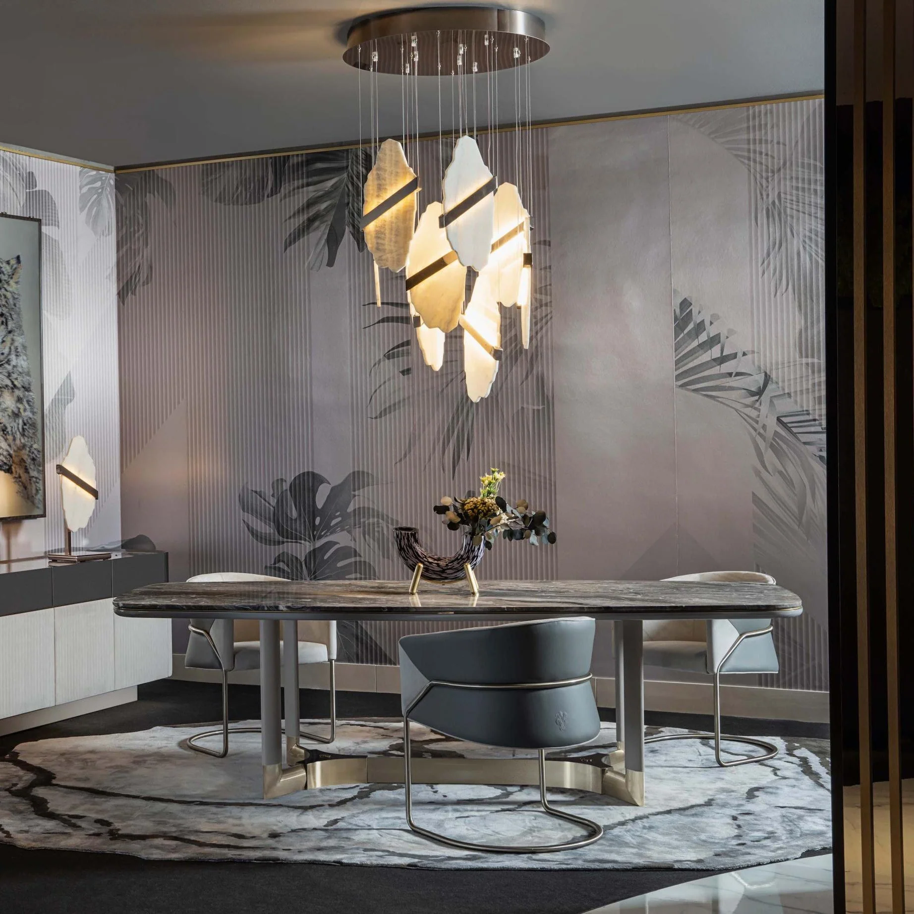 Mermer Sarkıt Avize Galeri Boşluğu aydınlatma 