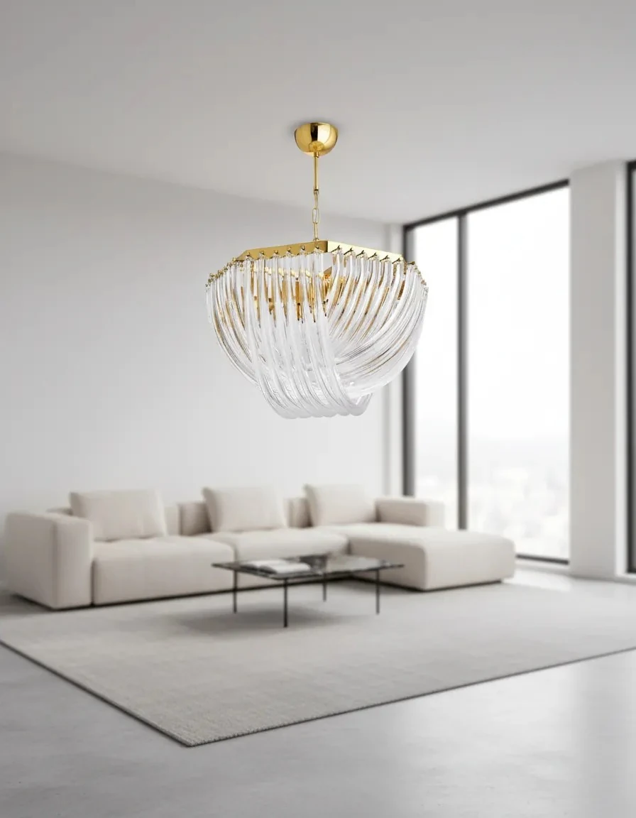 yuvarlak avize modelleri gold renk krsital taşlı SK2389