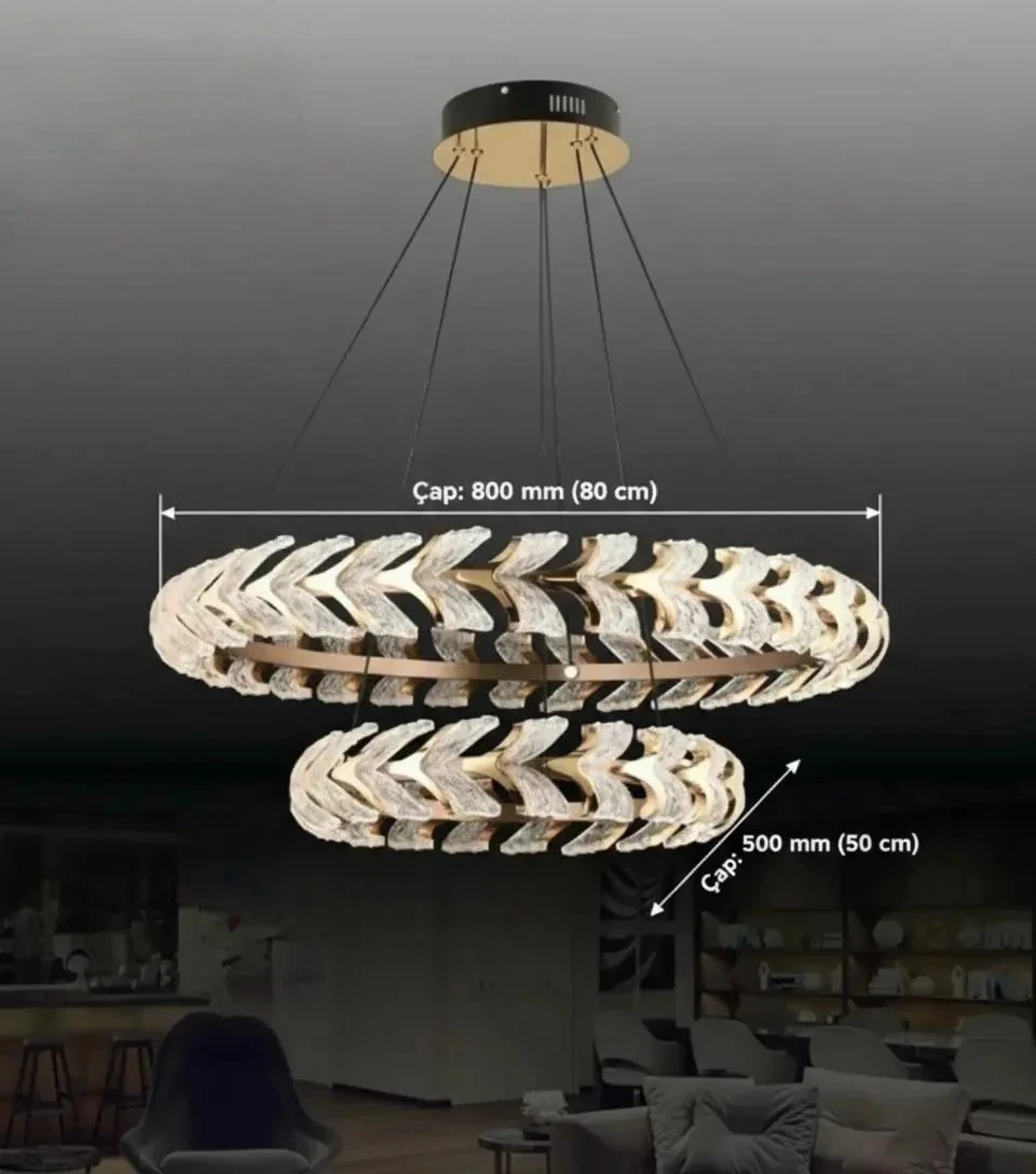 Villa Avize Modelleri Kristal Taşlı Gold Renk SK2998