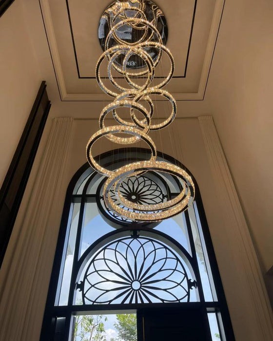 Villa Galeri Boşluğu Avize Kristal Taş Çap 80 Cm 