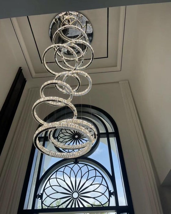 Villa Galeri Boşluğu Avize Kristal Taş Çap 80 Cm 
