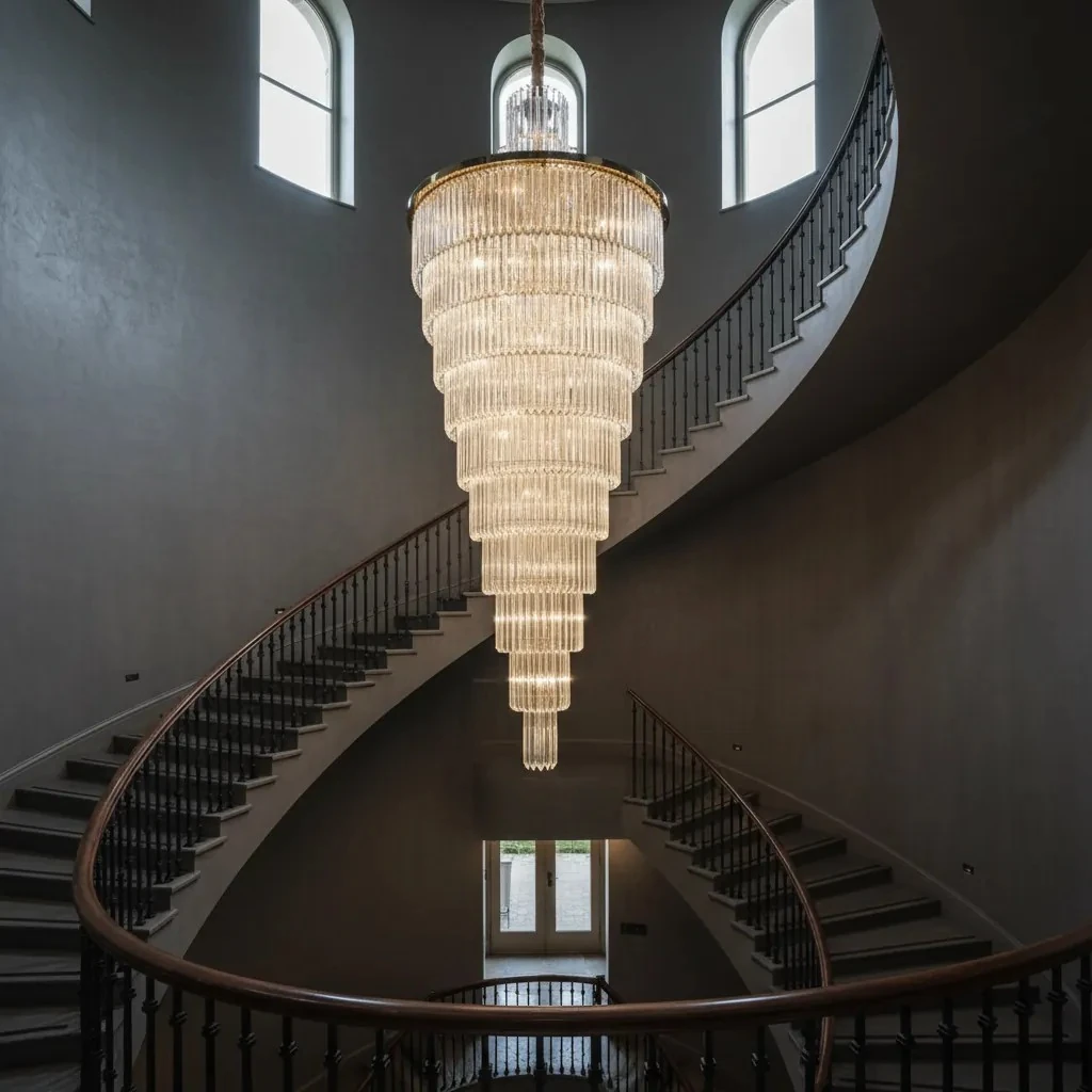 Merdiven Boşluğu Lüks Avize – Dikkat Çeken Kristal Taşlar  SK6489