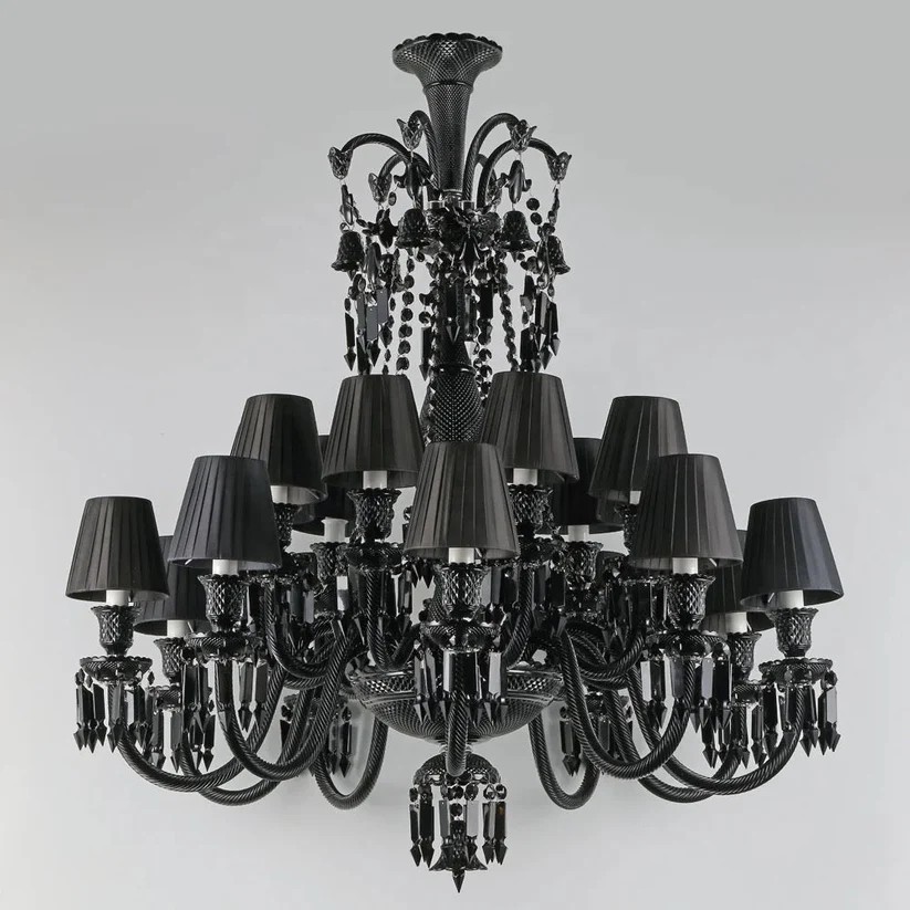 Baccarat  Kristal Avize 18 Kollu Siyah Lüks