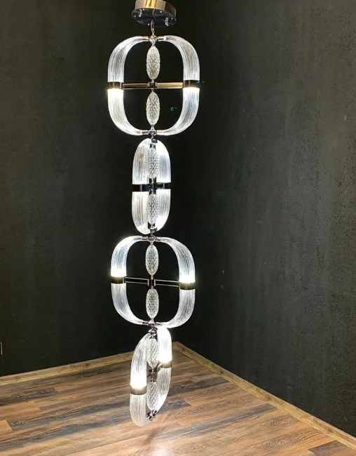 Lüks Avize Fiyatları – Gold Halkalı Masa Üstü Avize 120 cm Minimal Tasarım