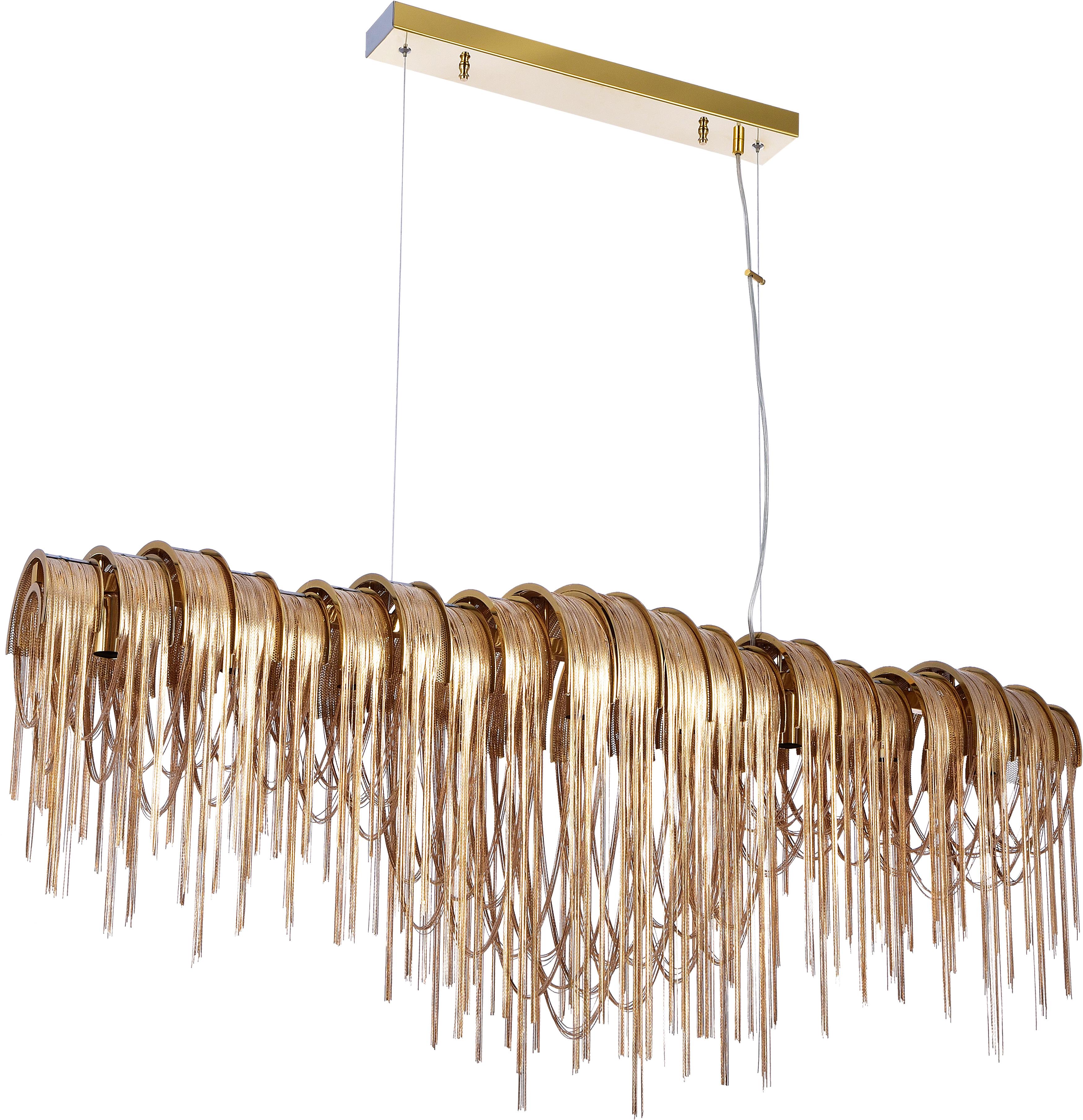 TERZANİ PİRİNÇ ZİNCİRLİ  AVİZE YEMEK MASASI ÜSTÜ AVİZE 100X20 CM  BRONZ RENKLİ