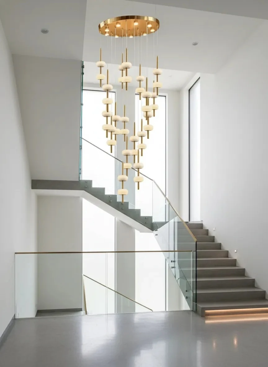 Merdiven Boşluğu Avize Villa Triplex Aydınlatma Gold Renk SK4199