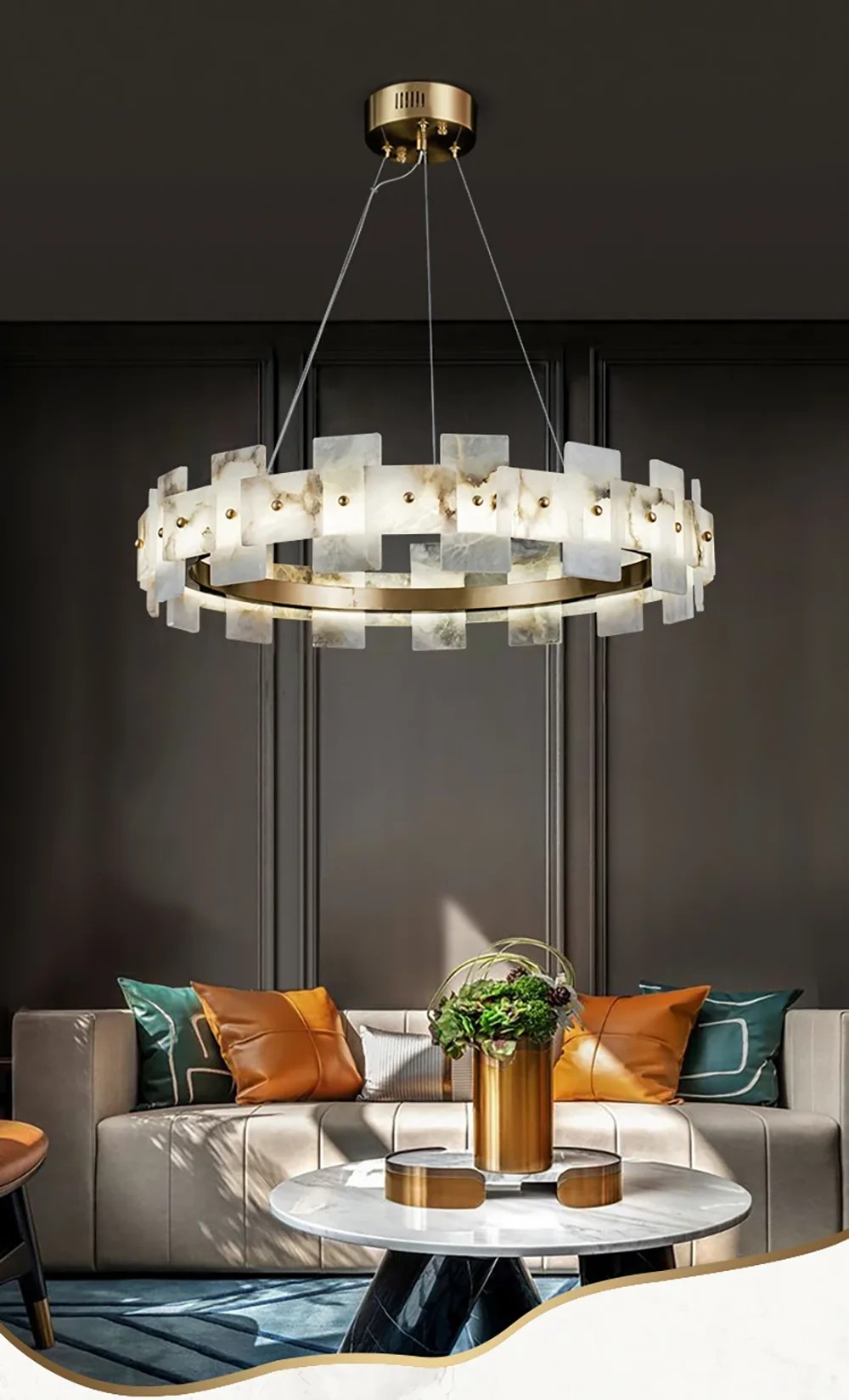 Modern Mermer Avize Salon ve Yemek Masası İçin Özel Tasarım