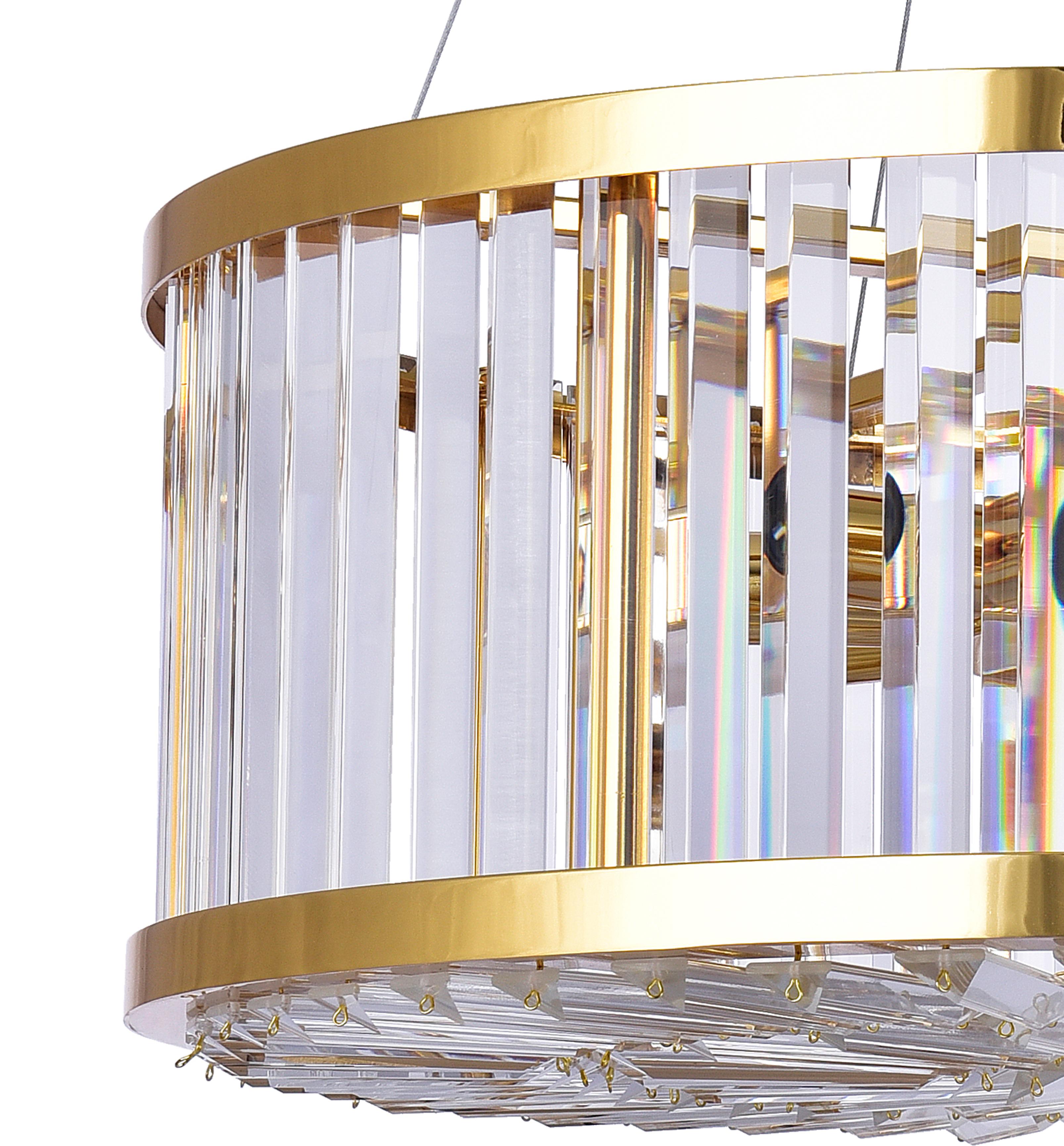 CRATOS KRİSTAL TAŞLI AVİZE SALON AVİZESİ GOLD RENKLİ 70 CM 