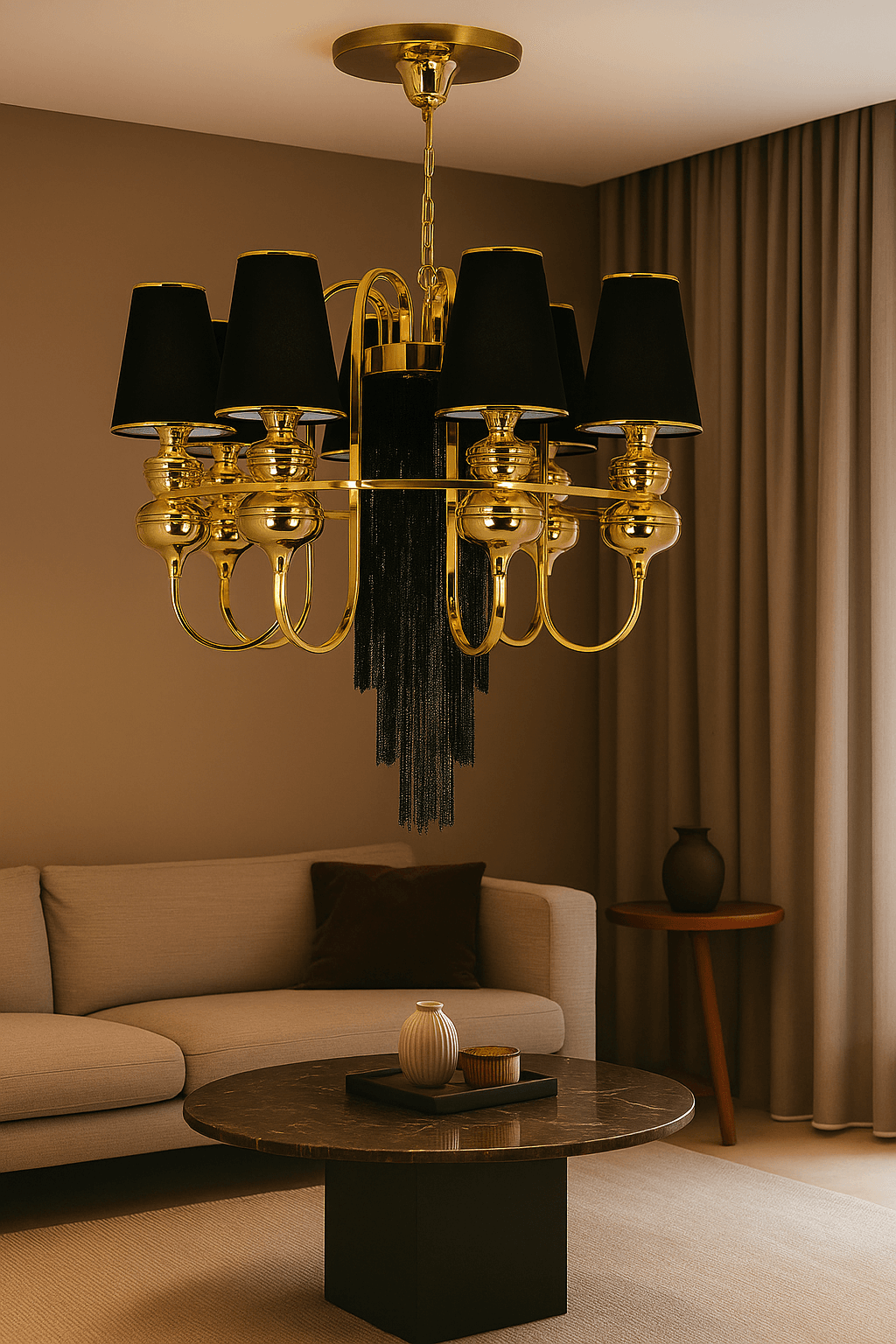OTURMA ODASI AVİZE GOLD RENKLİ  