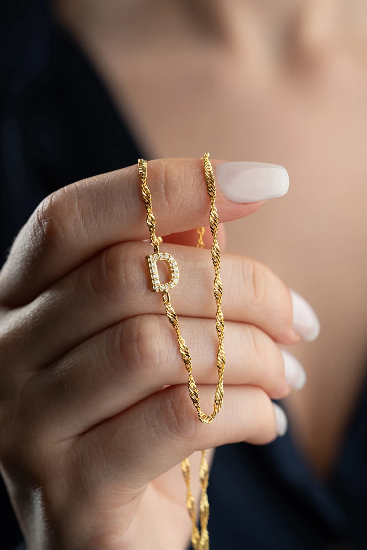 Kalın Burma Zincir Harf Gümüş Kolye