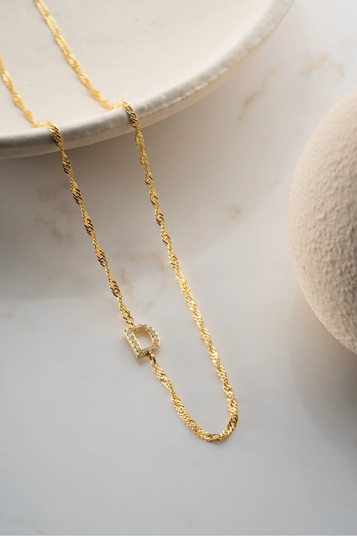 Kalın Burma Zincir Harf Gümüş Kolye