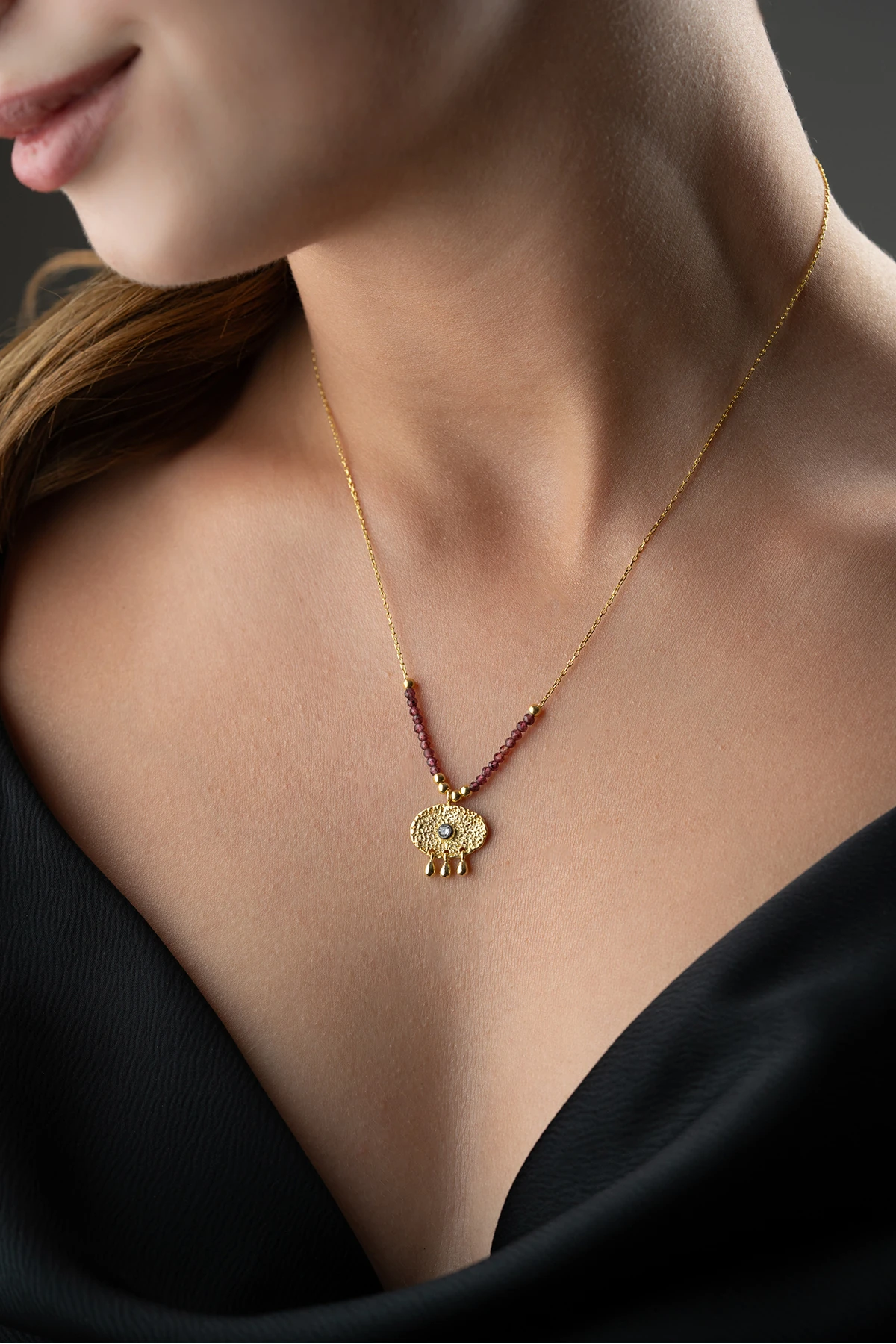 Süryani Gözü Boncuklu Gümüş Kolye