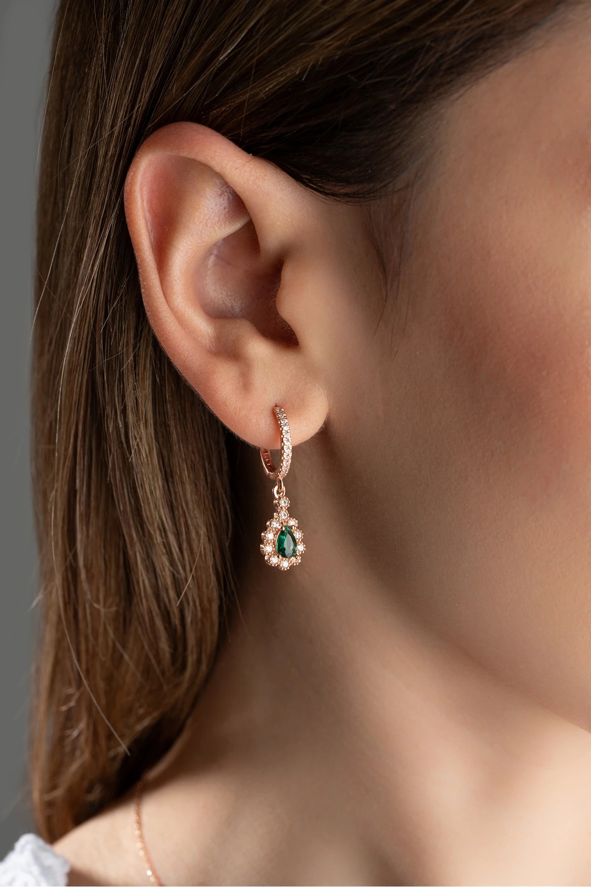 Zümrüt Yeşili Damla Küpe