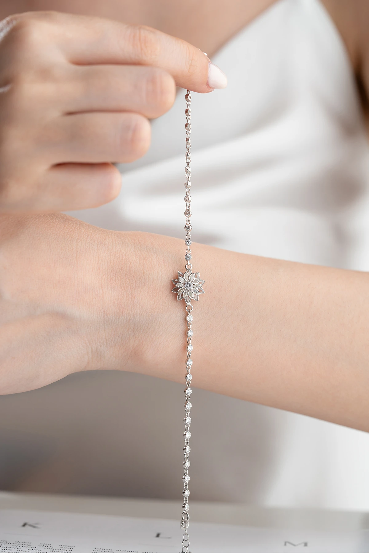 Lotus Çiçeği Gümüş Bileklik