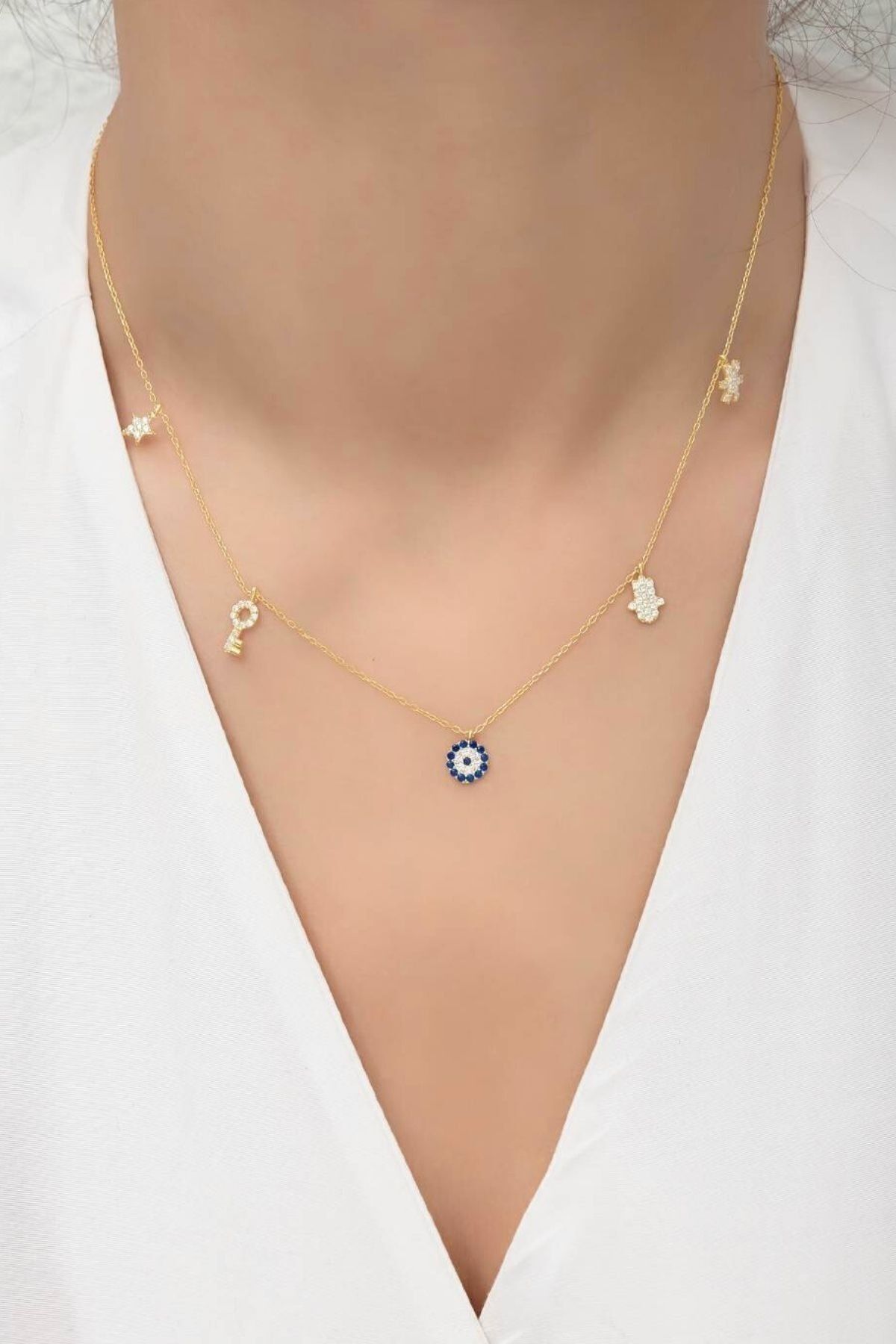 14 Ayar Altın Kaplama Gümüş Şans Kolyesi