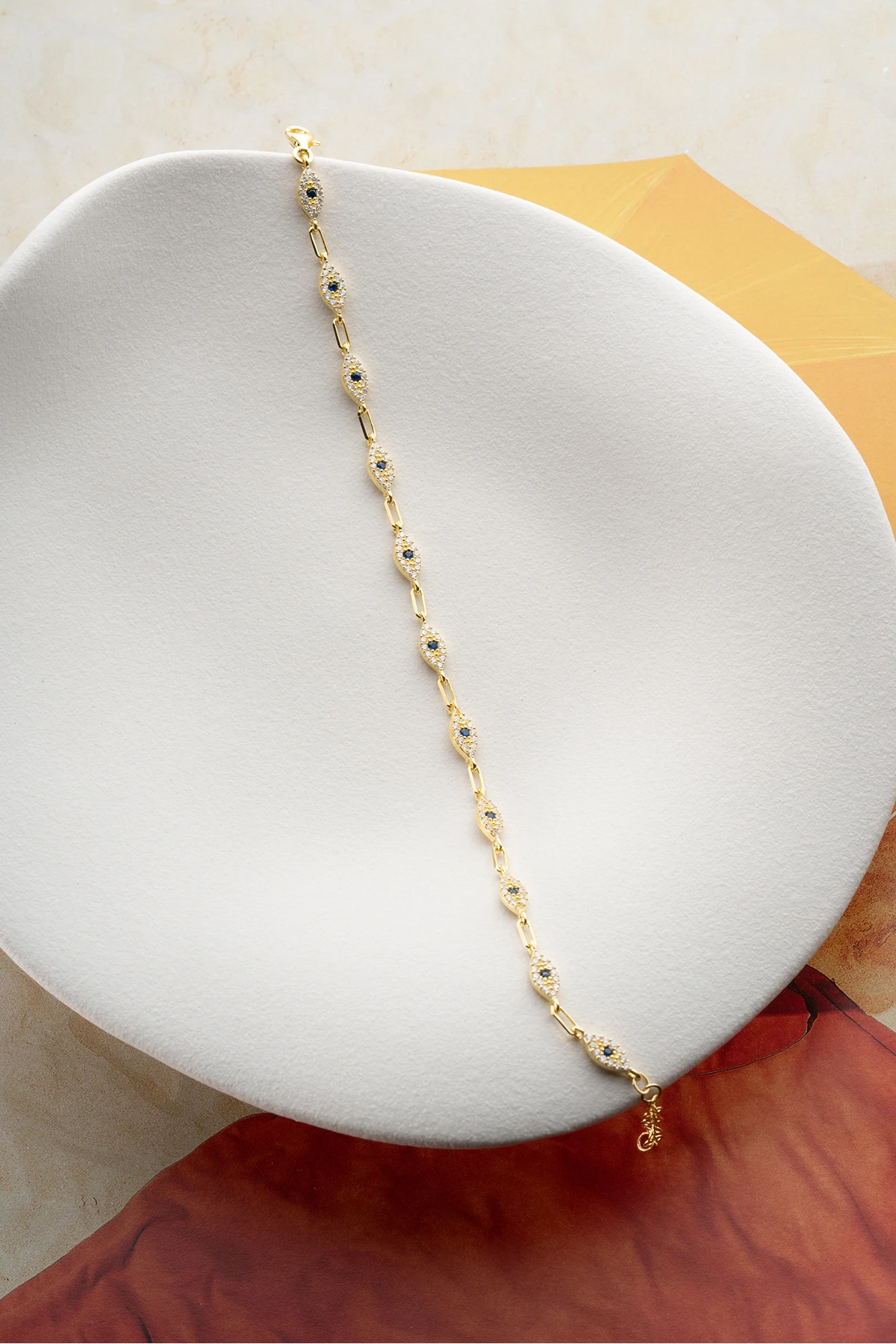 Nazar Boncuklu Zincir Gümüş Bileklik