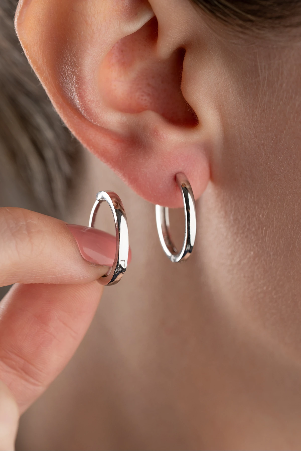 Taşsız Gümüş Halka Küpe