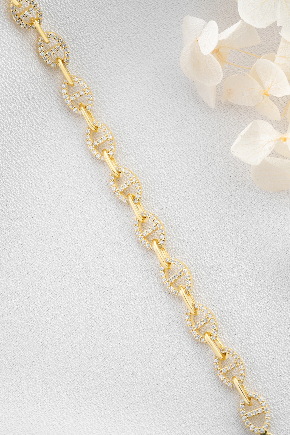 Taşlı Bağlantılı Zincir Bileklik