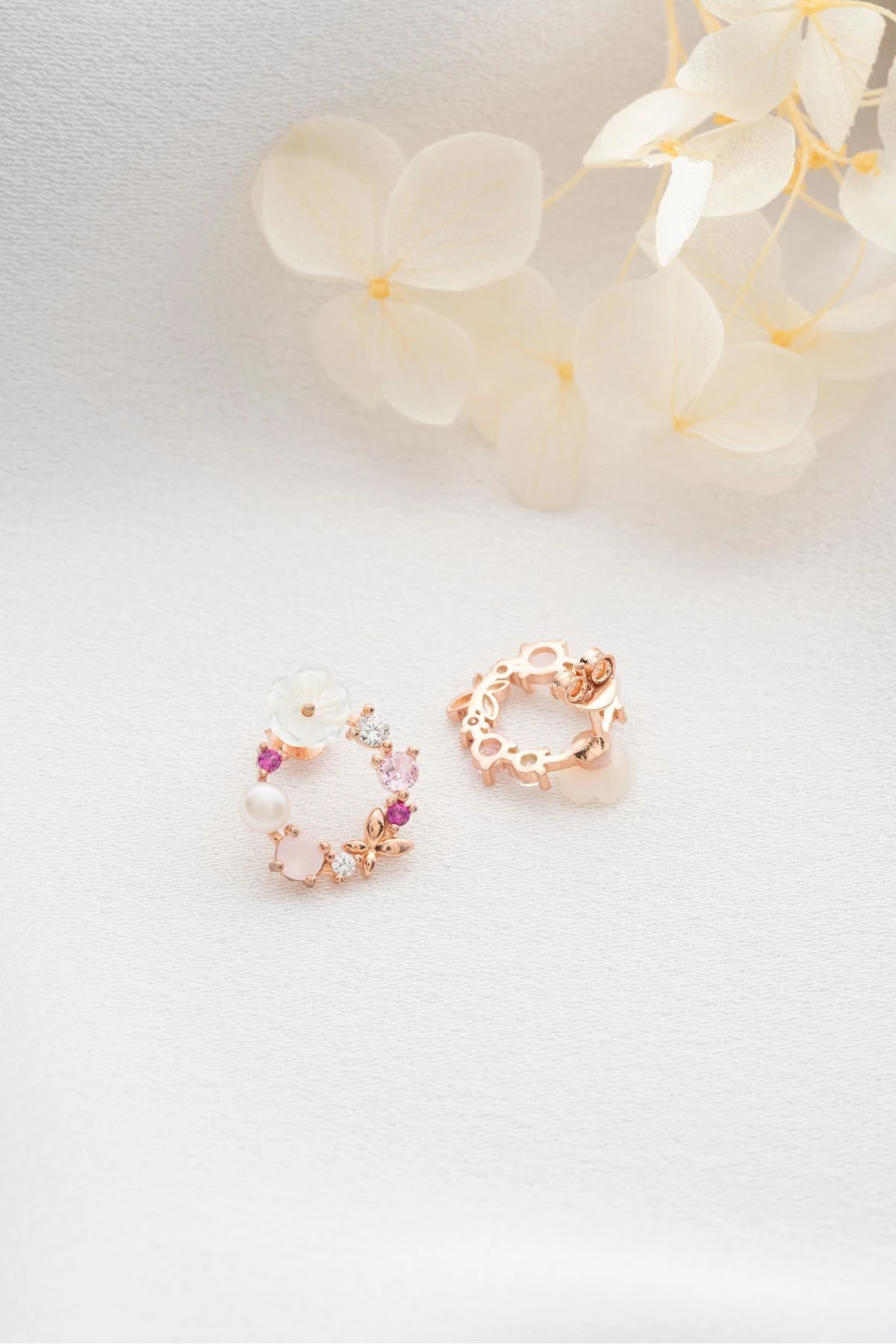 Renkli Çiçekli Gümüş Küpe