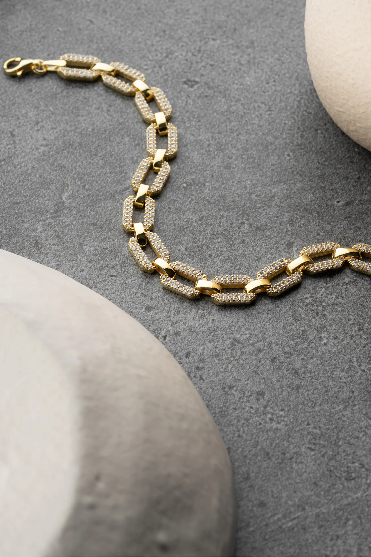 Dikdörtgen Bağlantılı Zincir Gümüş Bileklik