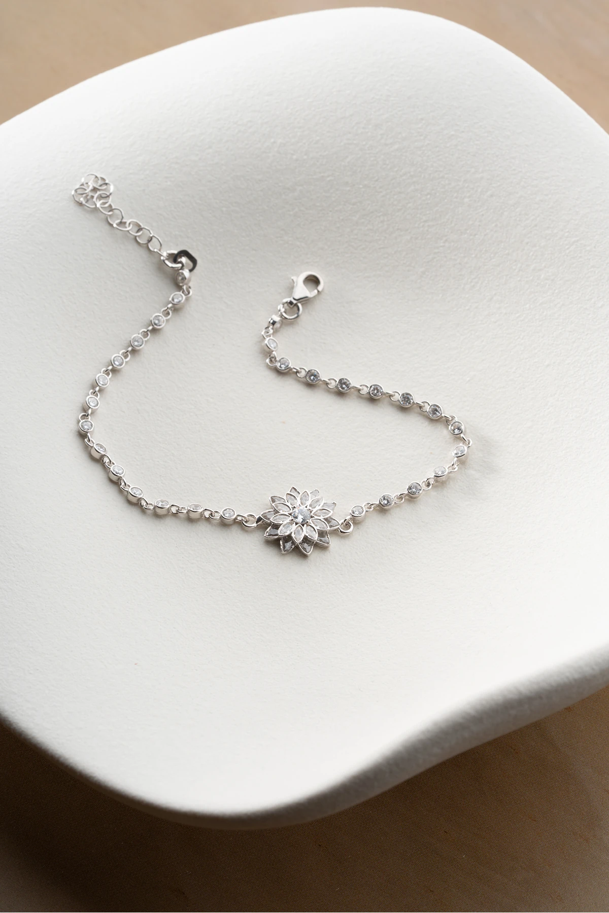 Lotus Çiçeği Gümüş Bileklik