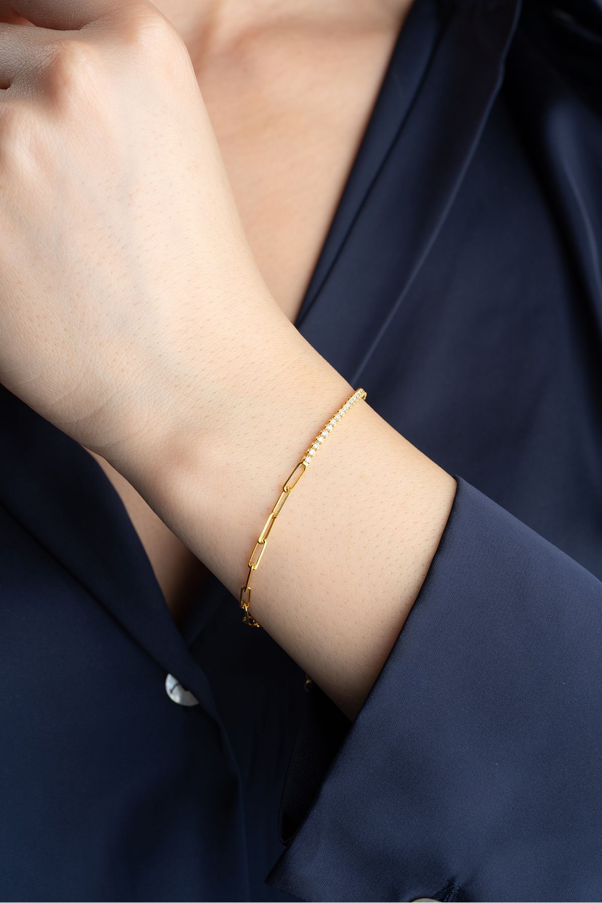 Su Yolu ve Ataş Zincir Gümüş Bileklik