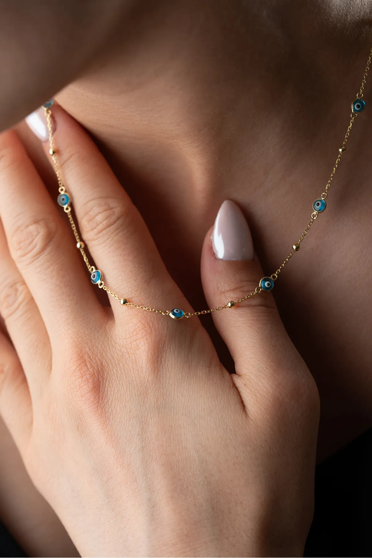 Nazar Boncuklu İnce Zincir Kolye