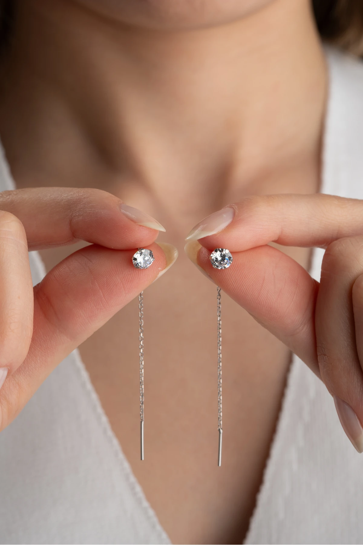 Tektaş Sallantılı Zincir Gümüş Küpe