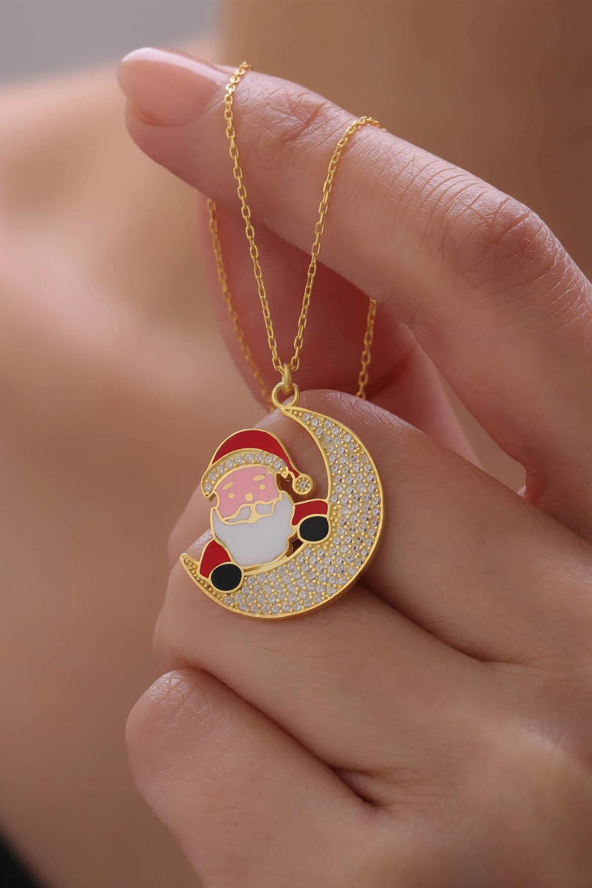 Noel Baba Gümüş Kolye