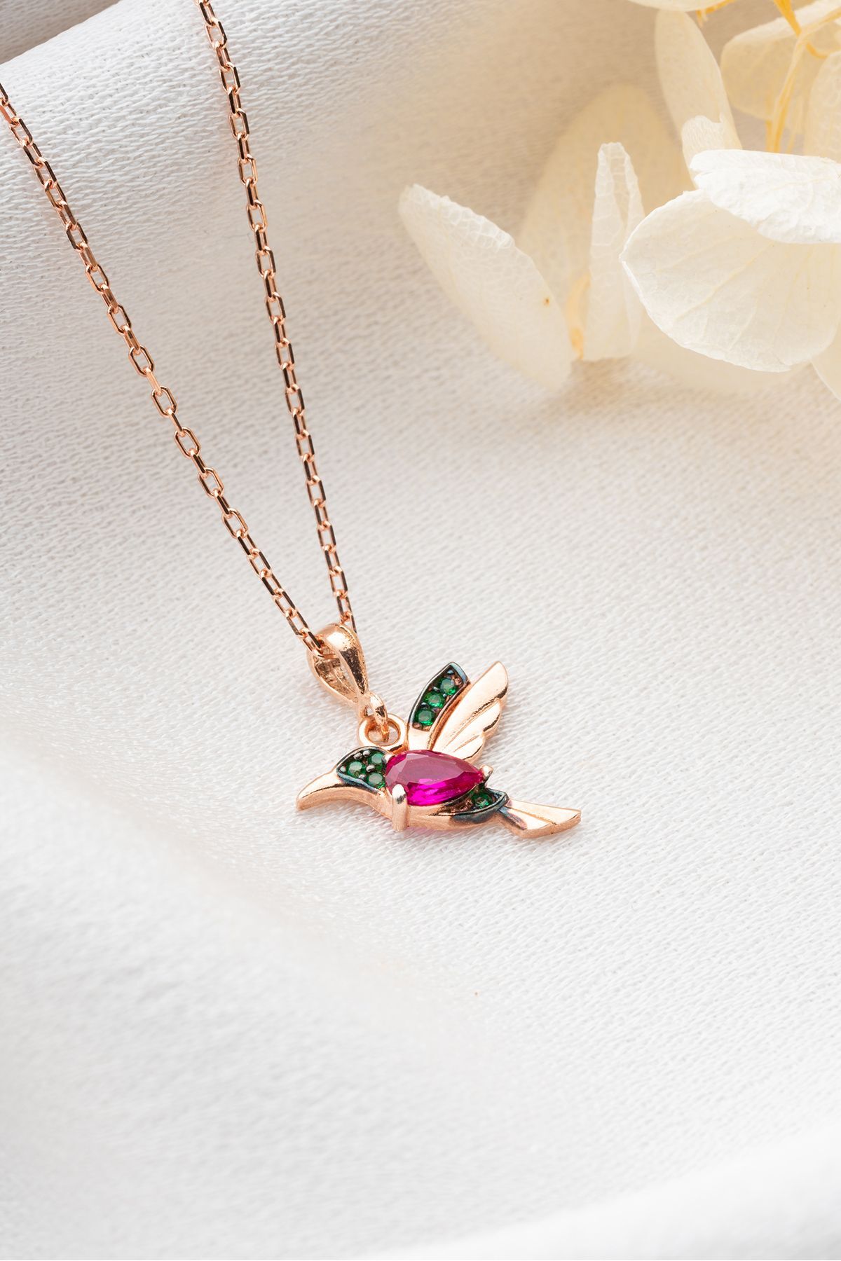 Altın Kaplama Arı Kuşu Gümüş Kolye