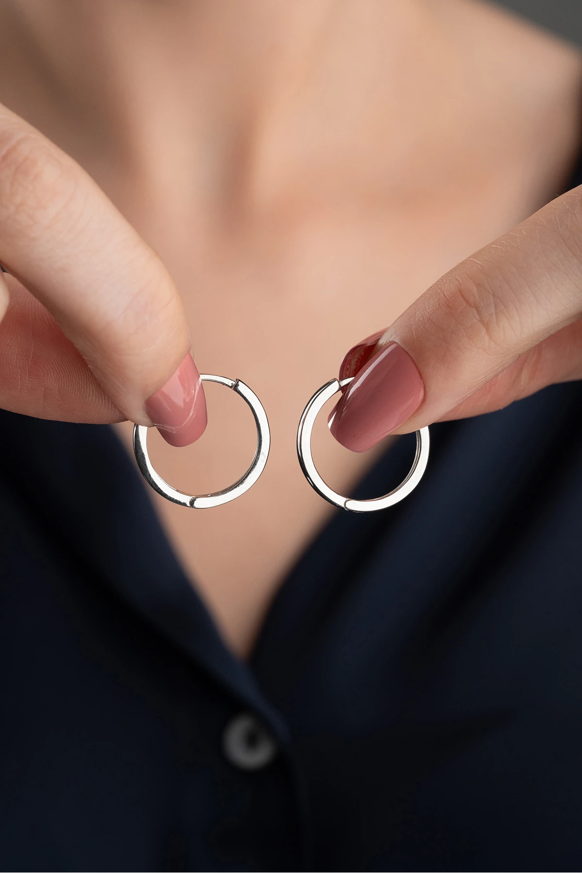 Taşsız Gümüş Halka Küpe