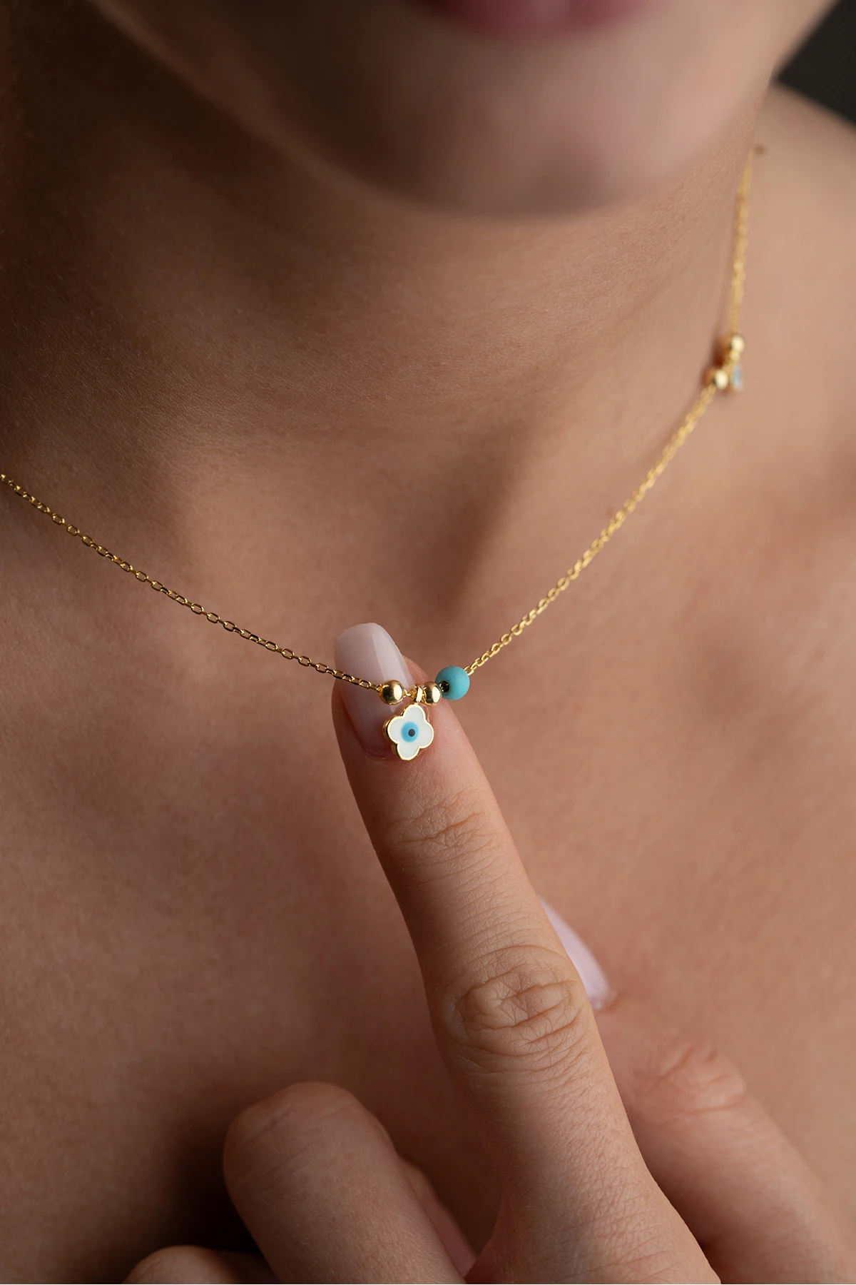 Nazar Boncuklu Şans Gümüş Kolye