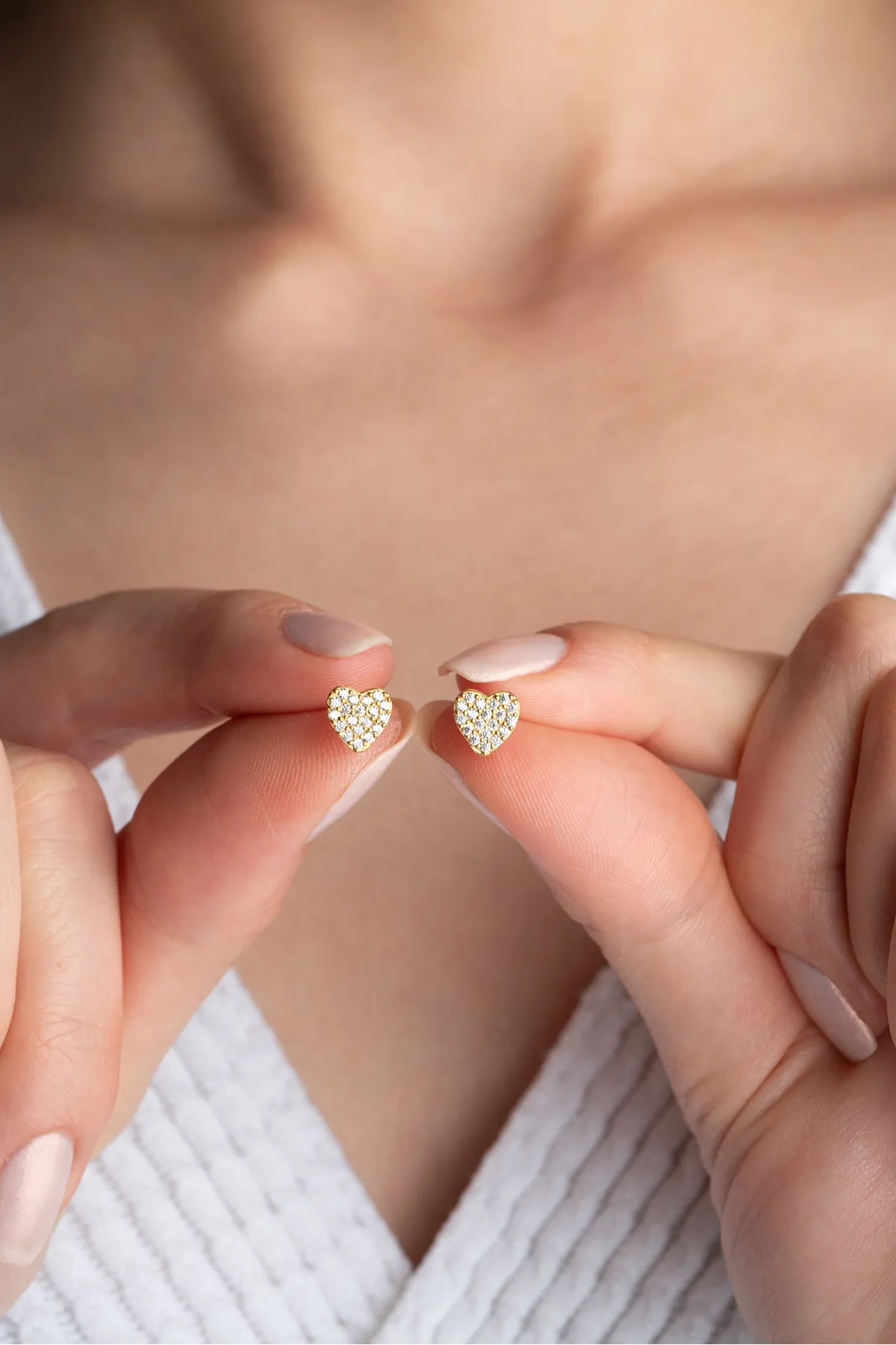 Minik Kalp Gümüş Küpe