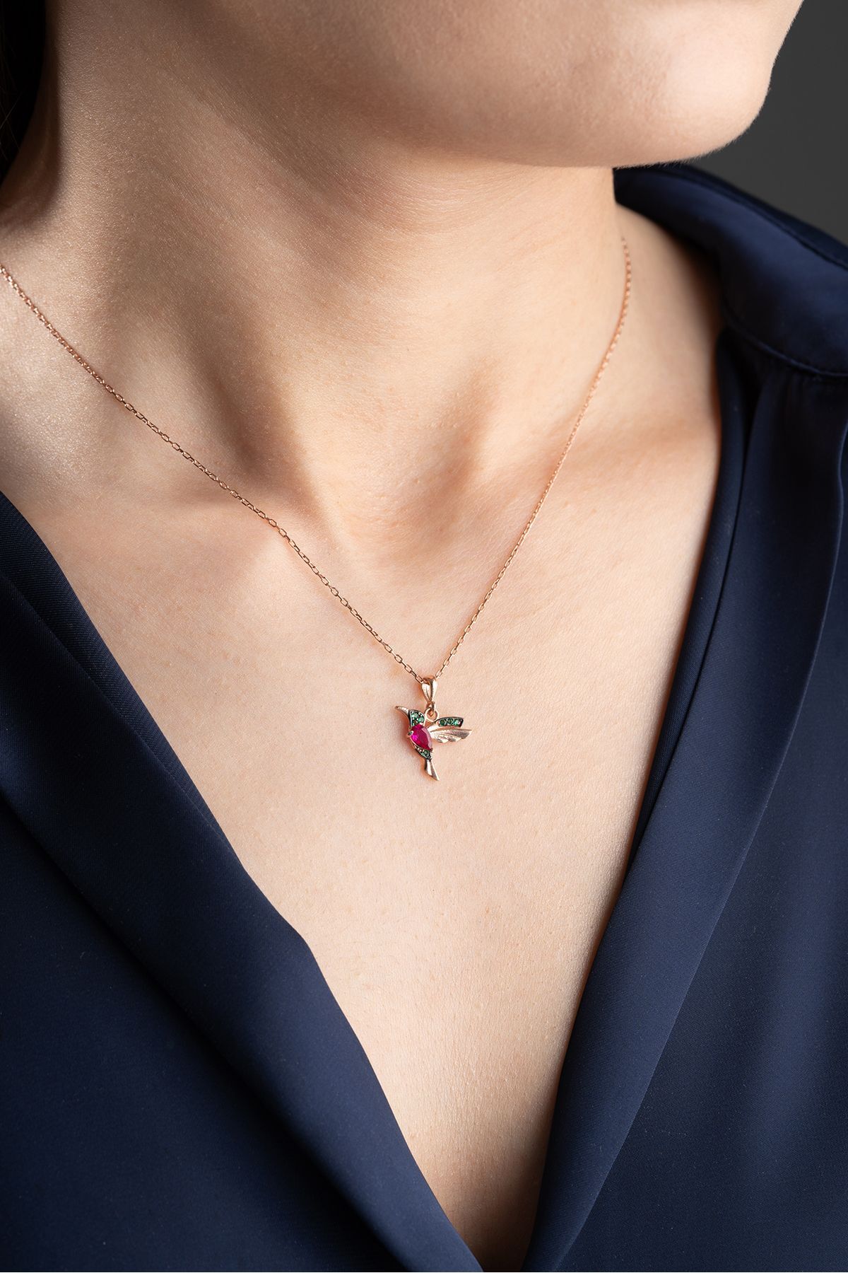 Altın Kaplama Arı Kuşu Gümüş Kolye