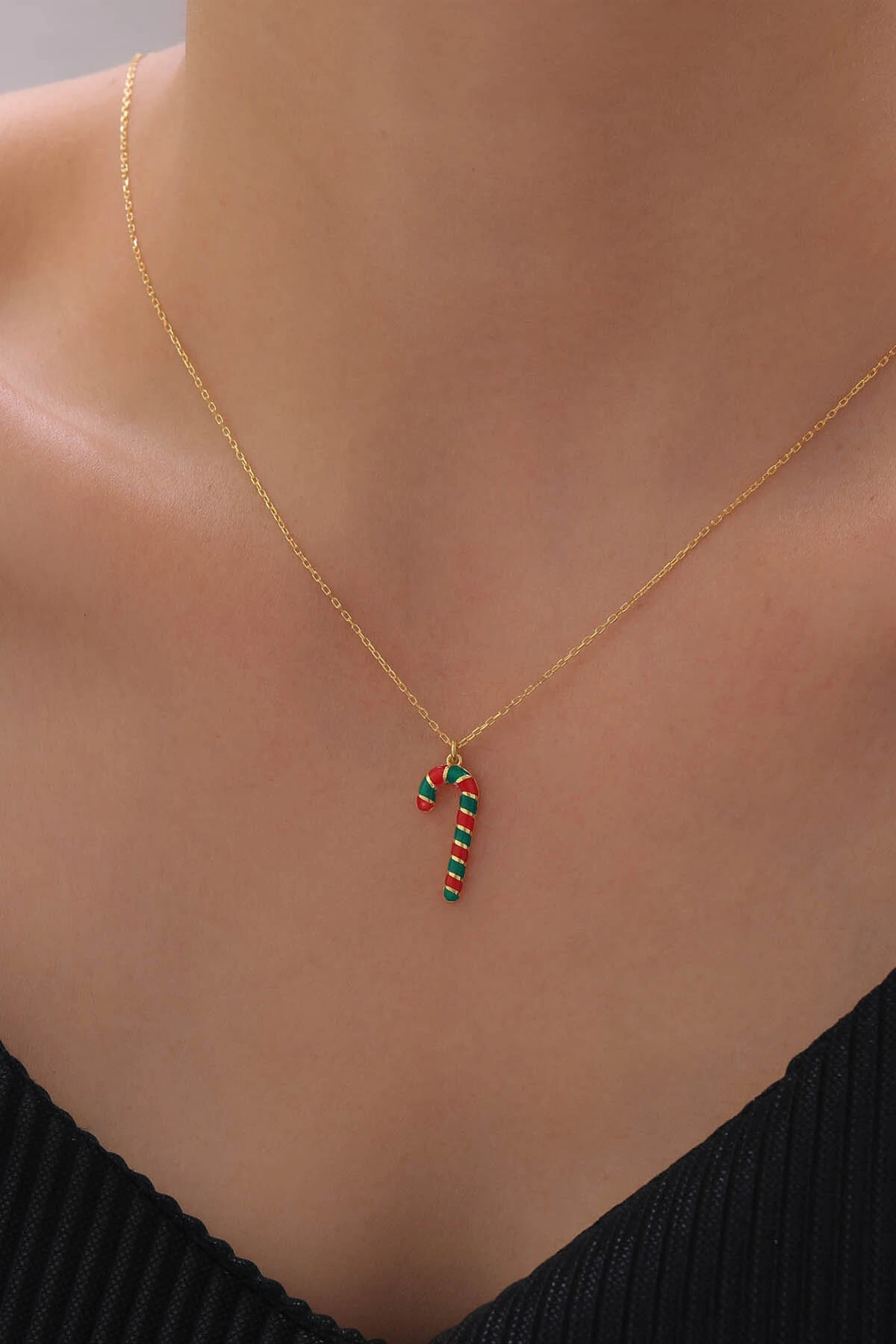 Noel Şekeri Gümüş Kolye